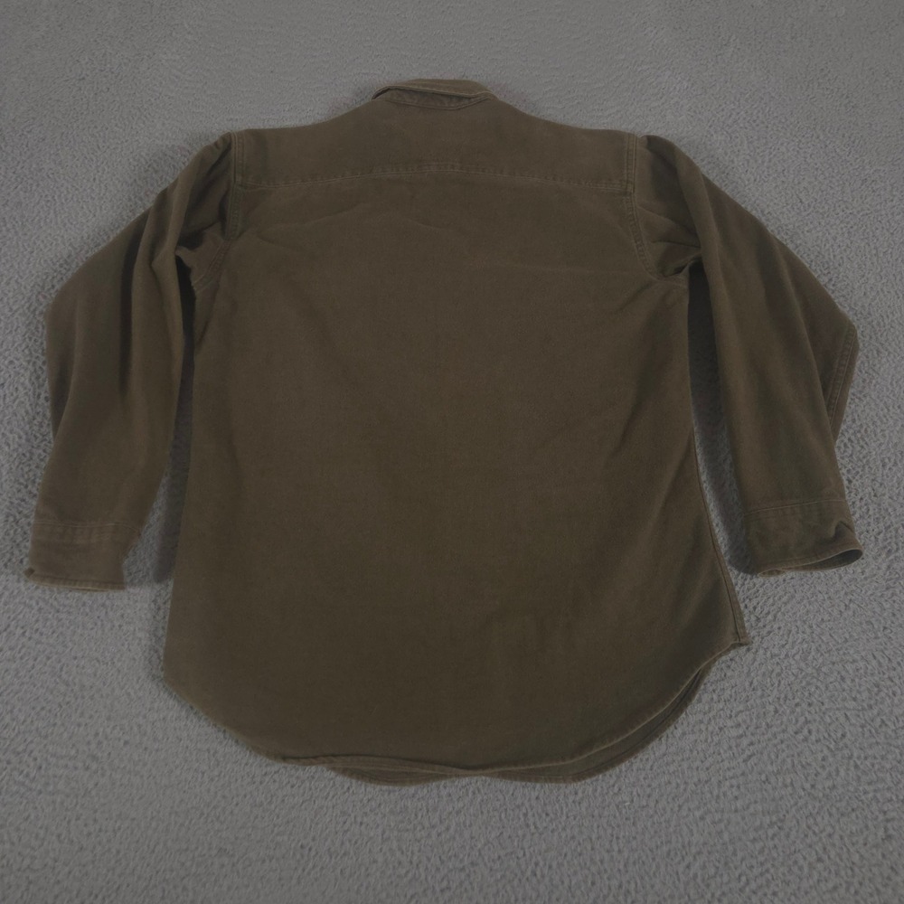 VINTAGE Woolrich Shirt Mens M Green Chamois Cotton Heavyweight Made in USA 90s - Picture 7 of 10